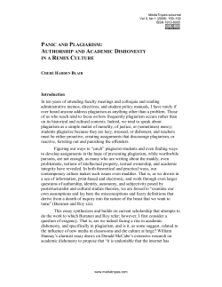 Panic and Plagiarism: Authorship and Academic Dishonesty in a
