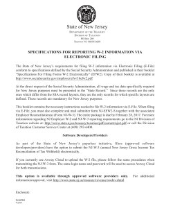 Specifications for Reporting W-2 Information Via Electronic Filing
