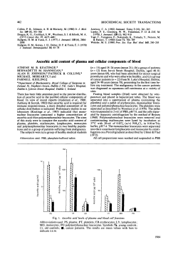 Ascorbic acid content of plasma and cellular components of blood