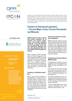 Creation of Centralized repository &ndash; Process Maps, Forms