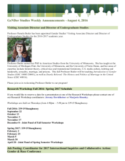 GeNDer Studies Weekly Announcements &ndash;August 4, 2016
