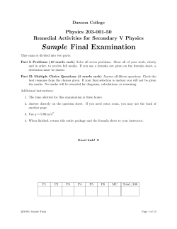 Sample Final Examination