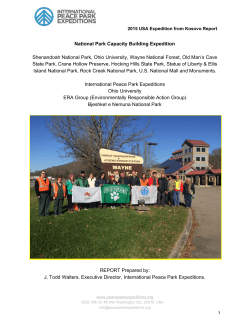 National Park Capacity Building Expedition from Kosovo 2015 Report