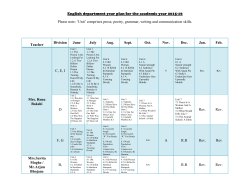 English department year plan for the academic year 2015