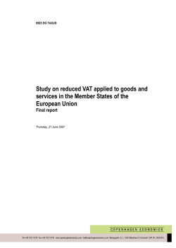 Study on reduced VAT applied to goods and services in the Member