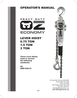 OPERATOR`S MANUAL LEVER HOIST 0.75 TON 1.5 TON 3 TON