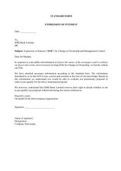 STANDARD FORM EXPRESSION OF INTEREST Date