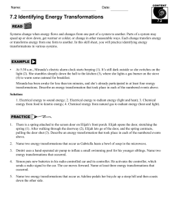 7.2 Identifying Energy Transformations