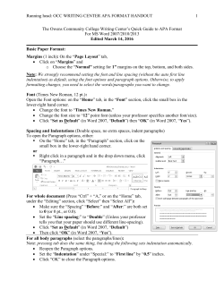 APA Format Handout - Owens Community College