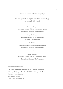 Dutch inflectional morphology Frequency effects in regular