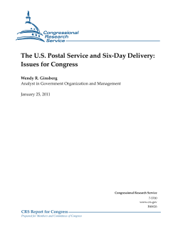 The U.S. Postal Service and Six-Day Delivery: Issues for Congress