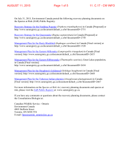 Notices from the Canadian Wildlife Service