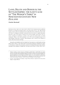 "the widow`s third" in - Victoria University of Wellington