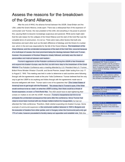 Assess the reasons for the breakdown of the Grand Alliance.