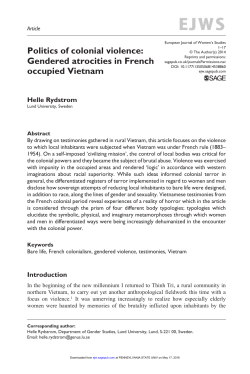 Politics of colonial violence: Gendered atrocities in French occupied