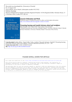 Journal of Education and Work Promoting learning and transfer