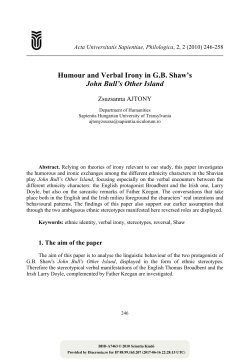 Humour and Verbal Irony in GB Shaw`s John Bull`s Other