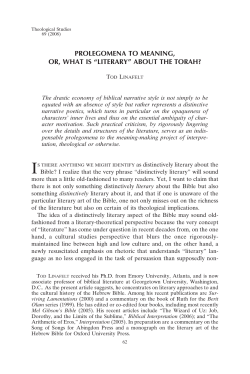 prolegomena to meaning, or, what is &ldquo;literary&rdquo; about the torah?