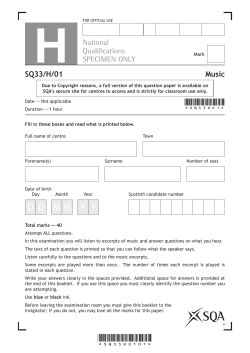 Higher Music Specimen Question Paper