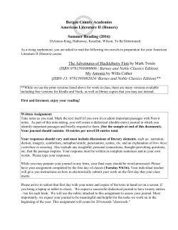 American Literature II Honors - Bergen County Technical Schools