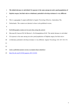1 The initial tolerance to sub-lethal Cd exposure is the same among
