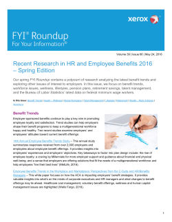 Recent Research in HR and Employee Benefits 2016 &mdash; Spring