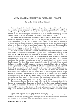 A NEW URARTIAN INSCRIPTION FROM ACRI - PIRABAT