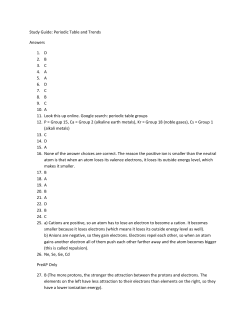 Study Guide: Periodic Table and Trends Answers 1. D