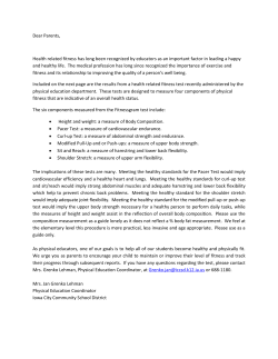 Dear Parents, Health related fitness has long been recognized by