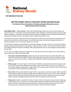 for immediate release better kidney health for kids: seven golden rules