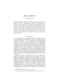 ARBITRAL JURISDICTION The &ldquo;competence
