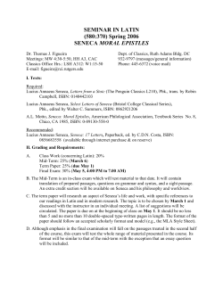 580 370 SEMINAR IN LATIN [here, Seneca Moral
