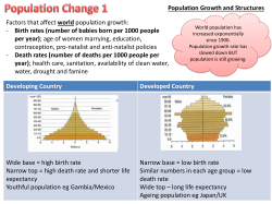 Developing Country Developed Country Wide base = high birth rate