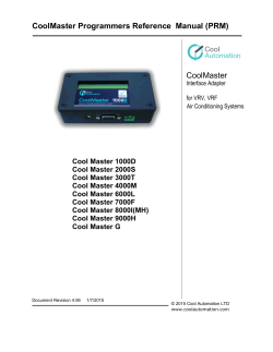 CoolMaster Programmers Reference Manual (PRM)