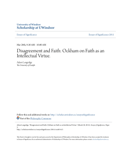 Disagreement and Faith: Ockham on Faith as an Intellectual Virtue.