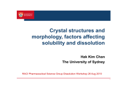 Crystal structures and morphology, factors affecting solubility and