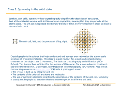 Class 3: Symmetry in the solid state