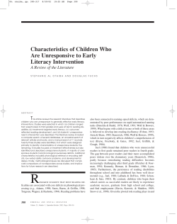 Characteristics of Children Who Are Unresponsive to Early Literacy