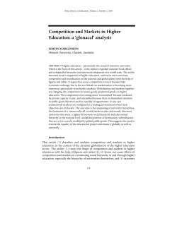 Competition and Markets in Higher Education: a `glonacal` analysis