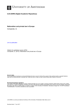 Nationalism and private law in Europe Comparato, G. - UvA-DARE