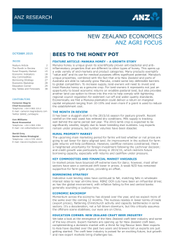NEW ZEALAND ECONOMICS ANZ AGRI FOCUS