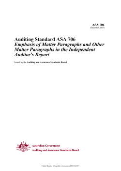 Auditing Standard ASA 706 Emphasis of Matter Paragraphs and