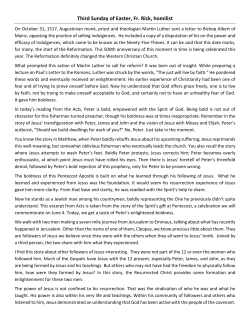 Third Sunday of Easter, Fr. Rick, homilist