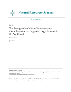 The Energy-Water Nexus: Socioeconomic Considerations and