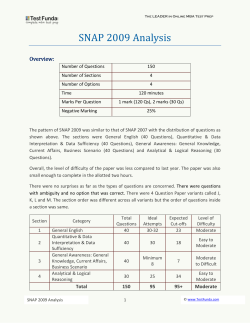 SNAP 2009 Analysis