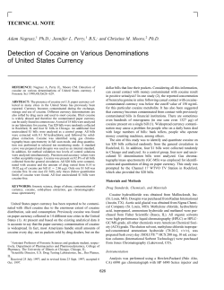 Detection of Cocaine on Various Denominations of