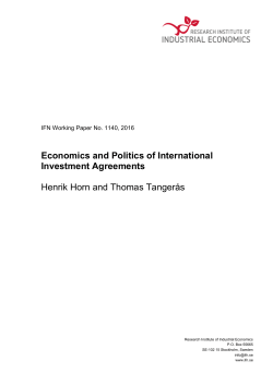 Economics and Politics of International Investment Agreements