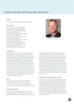 Experimental Orthopaedic Research