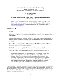 United States Response to Questionnaire Concerning Applied Arts