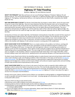Highway 37 Tidal Flooding - Marin County Watershed Program